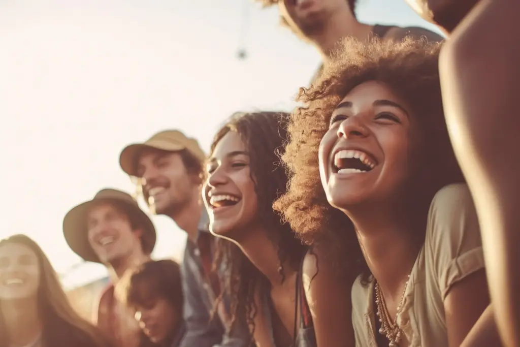 Group of people at an event smiling and laughing