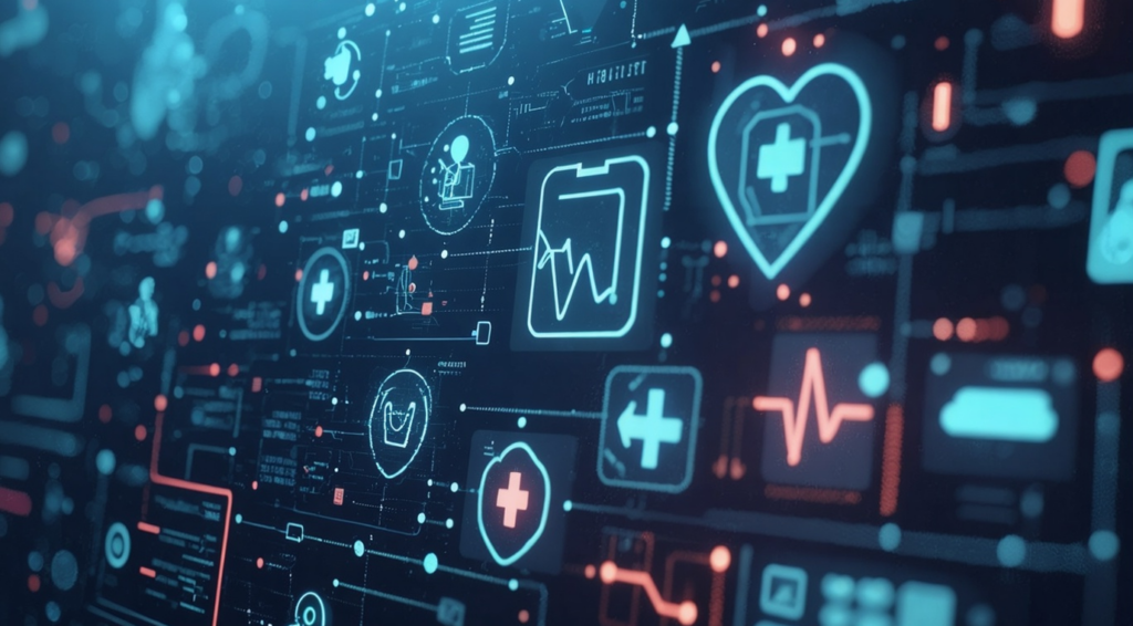 Digital health information displayed as data points
