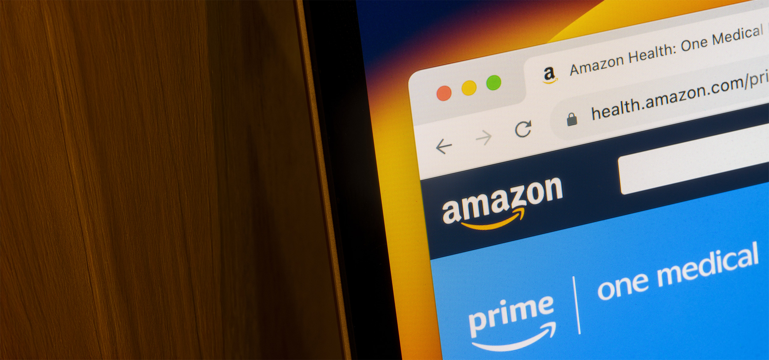 Leadspace Image of a laptop showing Amazon's One Medical website.